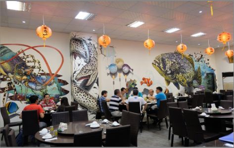 成都海鲜餐厅墙体彩绘